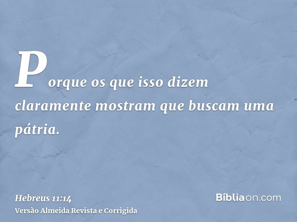 Porque os que isso dizem claramente mostram que buscam uma pátria.