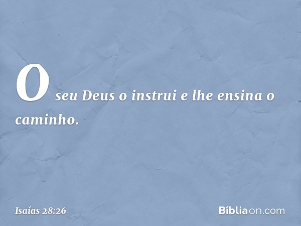 O seu Deus o instrui
e lhe ensina o caminho. -- Isaías 28:26