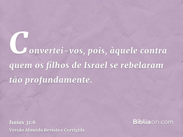Convertei-vos, pois, àquele contra quem os filhos de Israel se rebelaram tão profundamente.