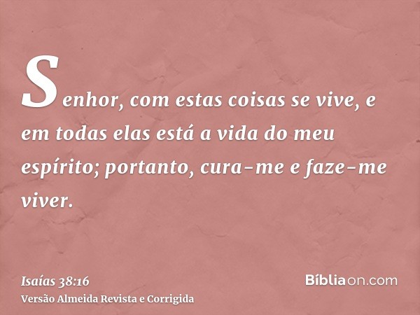Senhor, com estas coisas se vive, e em todas elas está a vida do meu espírito; portanto, cura-me e faze-me viver.