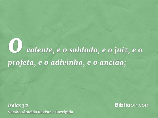 o valente, e o soldado, e o juiz, e o profeta, e o adivinho, e o ancião;
