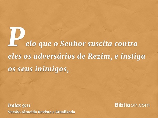 Pelo que o Senhor suscita contra eles os adversários de Rezim, e instiga os seus inimigos,