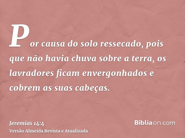 Por causa do solo ressecado, pois que não havia chuva sobre a terra, os lavradores ficam envergonhados e cobrem as suas cabeças.