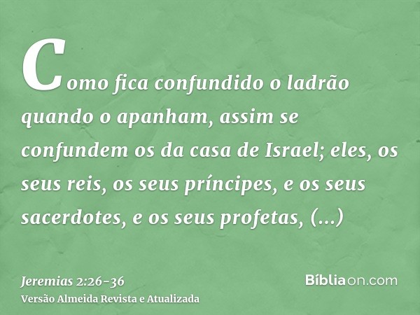 Como fica confundido o ladrão quando o apanham, assim se confundem os da casa de Israel; eles, os seus reis, os seus príncipes, e os seus sacerdotes, e os seus 