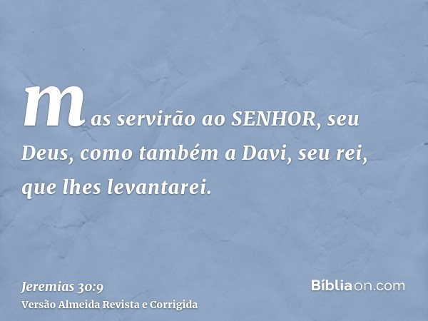 mas servirão ao SENHOR, seu Deus, como também a Davi, seu rei, que lhes levantarei.