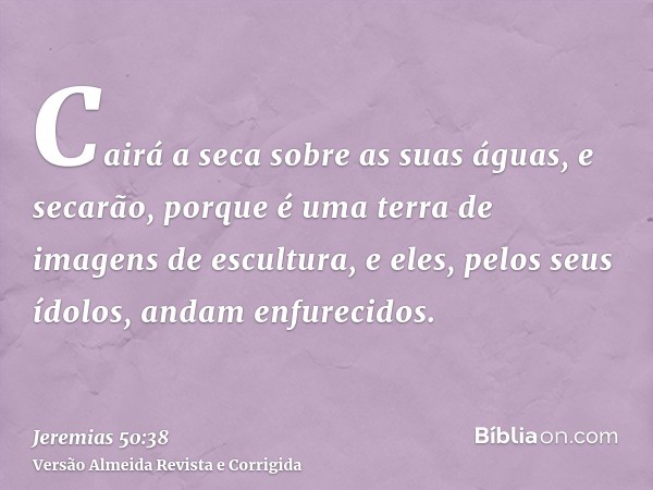 Cairá a seca sobre as suas águas, e secarão, porque é uma terra de imagens de escultura, e eles, pelos seus ídolos, andam enfurecidos.