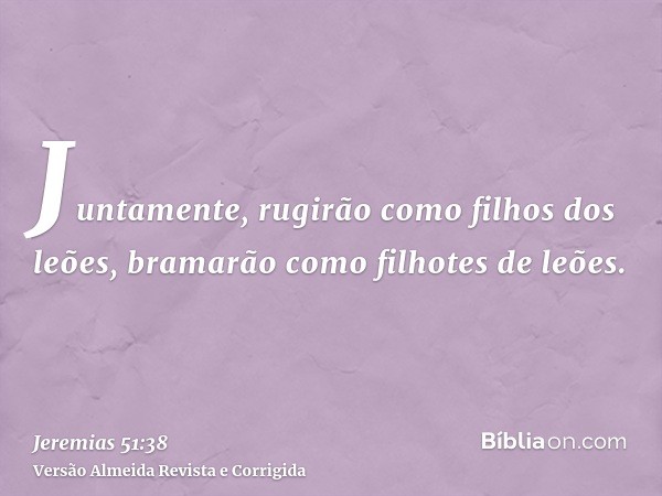 Juntamente, rugirão como filhos dos leões, bramarão como filhotes de leões.