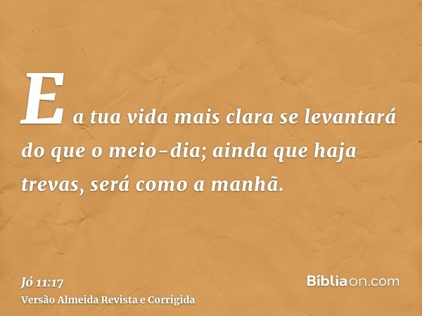 E a tua vida mais clara se levantará do que o meio-dia; ainda que haja trevas, será como a manhã.