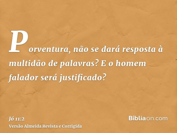 Porventura, não se dará resposta à multidão de palavras? E o homem falador será justificado?