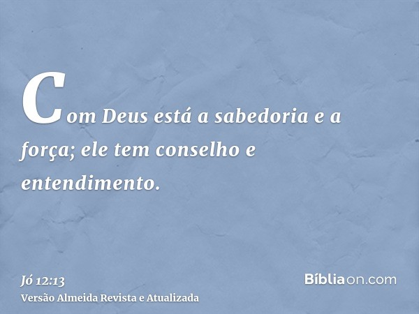 Com Deus está a sabedoria e a força; ele tem conselho e entendimento.