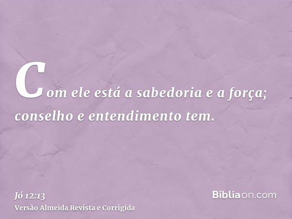 Com ele está a sabedoria e a força; conselho e entendimento tem.