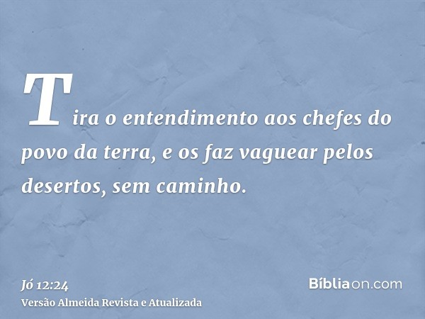 Tira o entendimento aos chefes do povo da terra, e os faz vaguear pelos desertos, sem caminho.