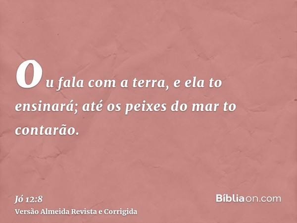 ou fala com a terra, e ela to ensinará; até os peixes do mar to contarão.