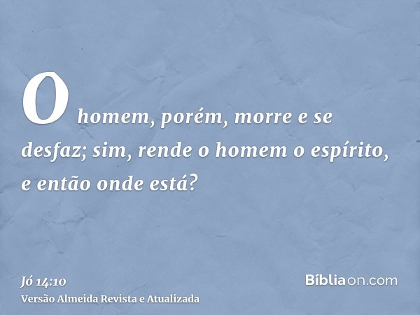 O homem, porém, morre e se desfaz; sim, rende o homem o espírito, e então onde está?