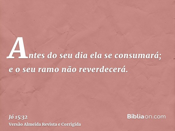 Antes do seu dia ela se consumará; e o seu ramo não reverdecerá.