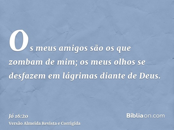Os meus amigos são os que zombam de mim; os meus olhos se desfazem em lágrimas diante de Deus.