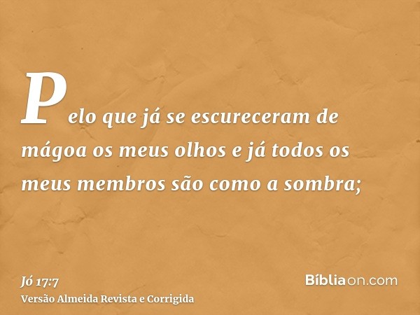 Pelo que já se escureceram de mágoa os meus olhos e já todos os meus membros são como a sombra;