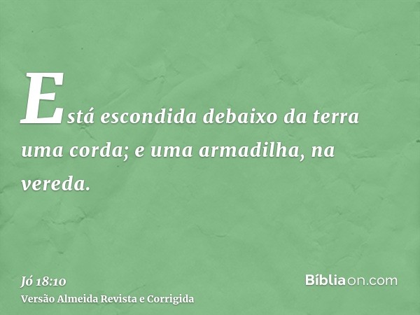Está escondida debaixo da terra uma corda; e uma armadilha, na vereda.