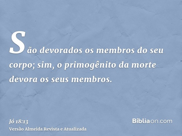 São devorados os membros do seu corpo; sim, o primogênito da morte devora os seus membros.