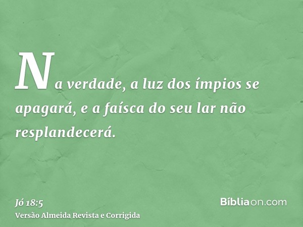 Na verdade, a luz dos ímpios se apagará, e a faísca do seu lar não resplandecerá.