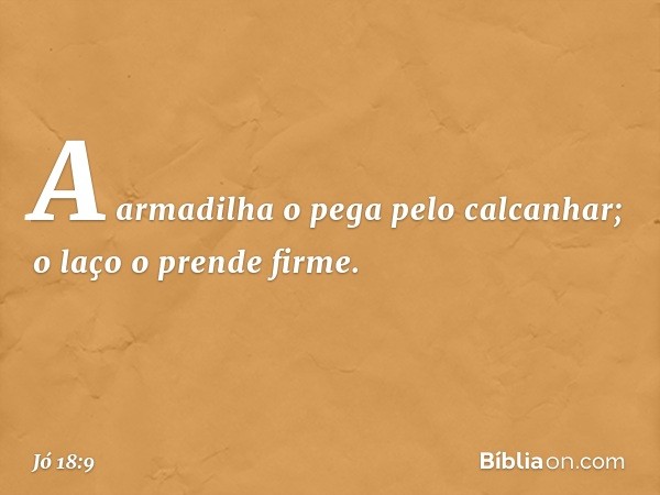 A armadilha o pega pelo calcanhar;
o laço o prende firme. -- Jó 18:9