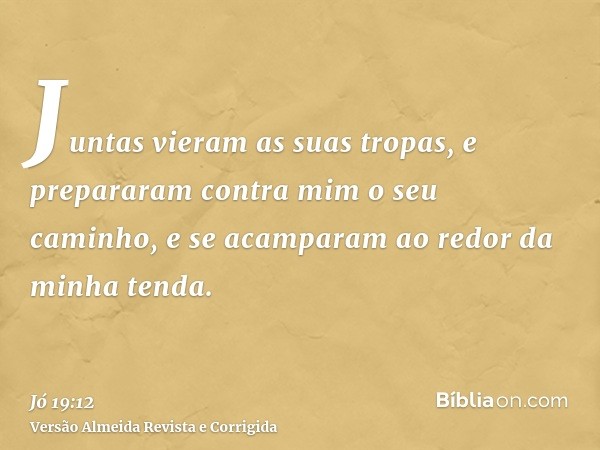 Juntas vieram as suas tropas, e prepararam contra mim o seu caminho, e se acamparam ao redor da minha tenda.