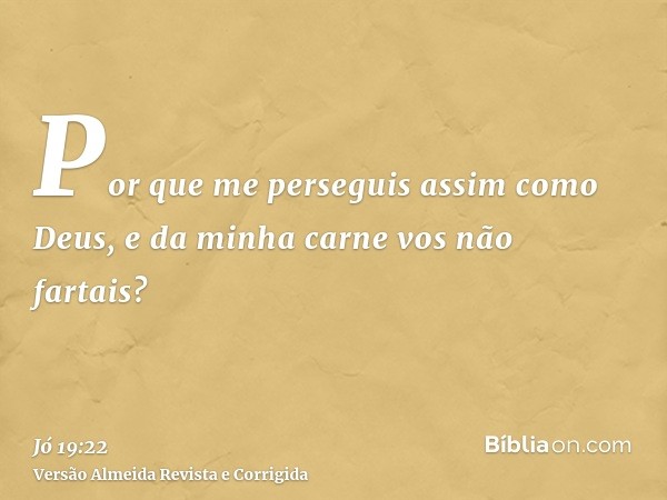 Por que me perseguis assim como Deus, e da minha carne vos não fartais?