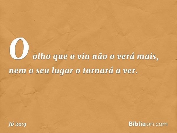 O olho que o viu não o verá mais,
nem o seu lugar o tornará a ver. -- Jó 20:9