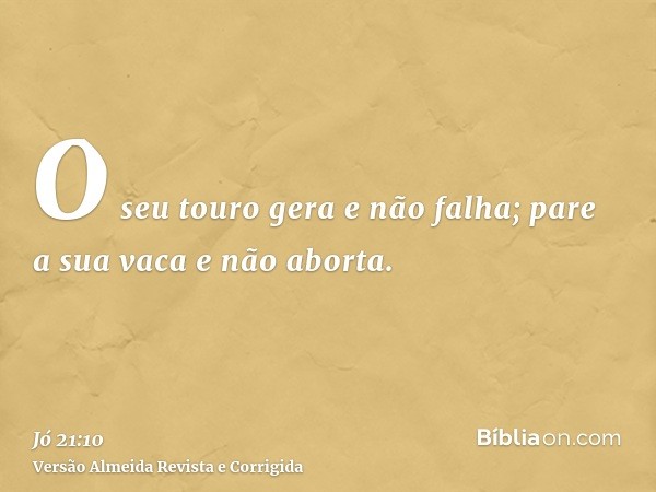 O seu touro gera e não falha; pare a sua vaca e não aborta.
