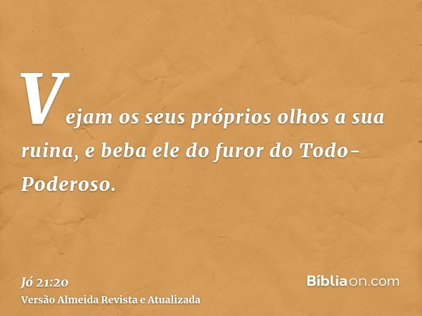 Vejam os seus próprios olhos a sua ruina, e beba ele do furor do Todo-Poderoso.