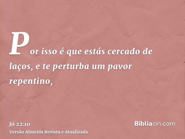 Por isso é que estás cercado de laços, e te perturba um pavor repentino,