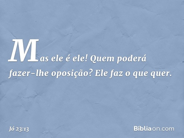 "Mas ele é ele!
Quem poderá fazer-lhe oposição?
Ele faz o que quer. -- Jó 23:13