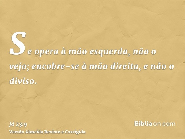 Se opera à mão esquerda, não o vejo; encobre-se à mão direita, e não o diviso.
