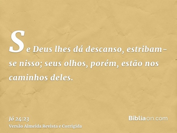 Se Deus lhes dá descanso, estribam-se nisso; seus olhos, porém, estão nos caminhos deles.