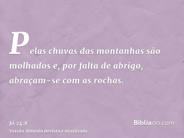 Pelas chuvas das montanhas são molhados e, por falta de abrigo, abraçam-se com as rochas.