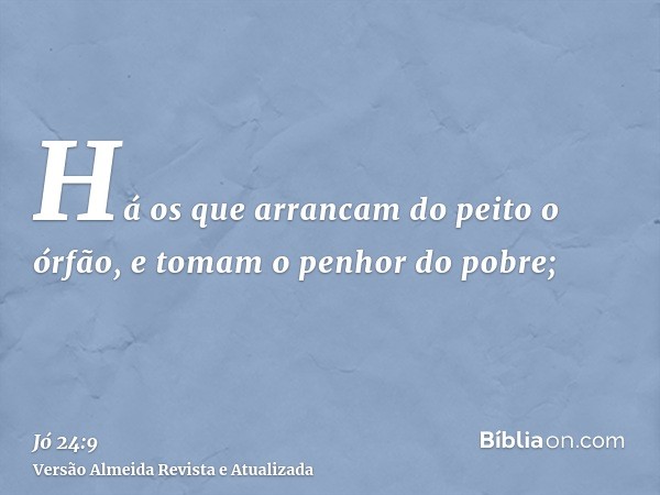 Há os que arrancam do peito o órfão, e tomam o penhor do pobre;