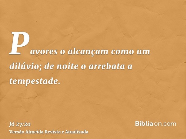 Pavores o alcançam como um dilúvio; de noite o arrebata a tempestade.