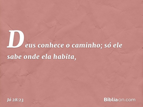 Deus conhece o caminho;
só ele sabe onde ela habita, -- Jó 28:23