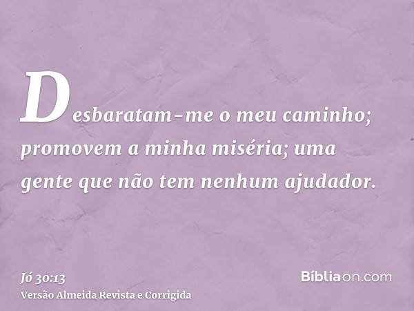 Desbaratam-me o meu caminho; promovem a minha miséria; uma gente que não tem nenhum ajudador.