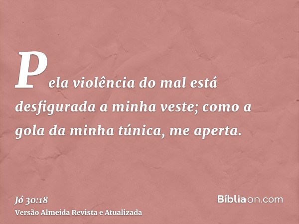 Pela violência do mal está desfigurada a minha veste; como a gola da minha túnica, me aperta.