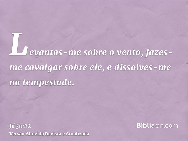 Levantas-me sobre o vento, fazes-me cavalgar sobre ele, e dissolves-me na tempestade.