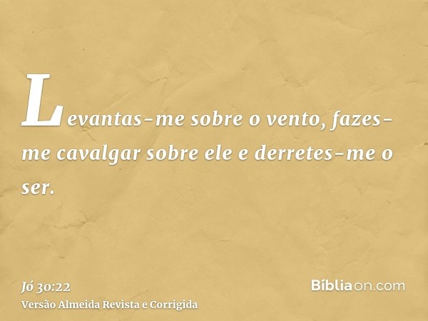 Levantas-me sobre o vento, fazes-me cavalgar sobre ele e derretes-me o ser.