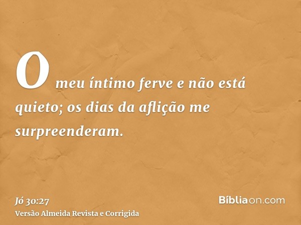 O meu íntimo ferve e não está quieto; os dias da aflição me surpreenderam.