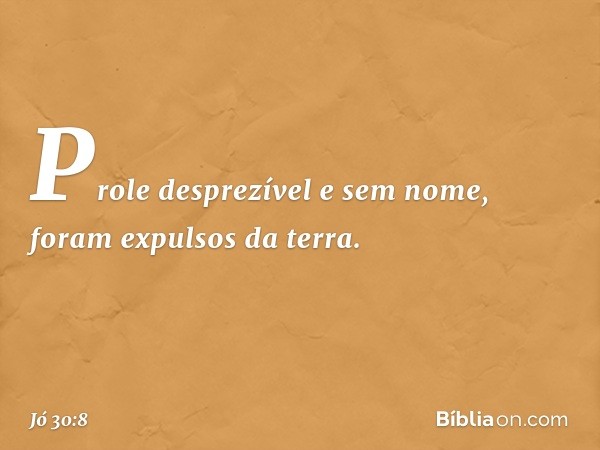 Prole desprezível e sem nome,
foram expulsos da terra. -- Jó 30:8