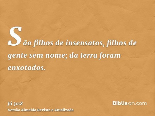 São filhos de insensatos, filhos de gente sem nome; da terra foram enxotados.