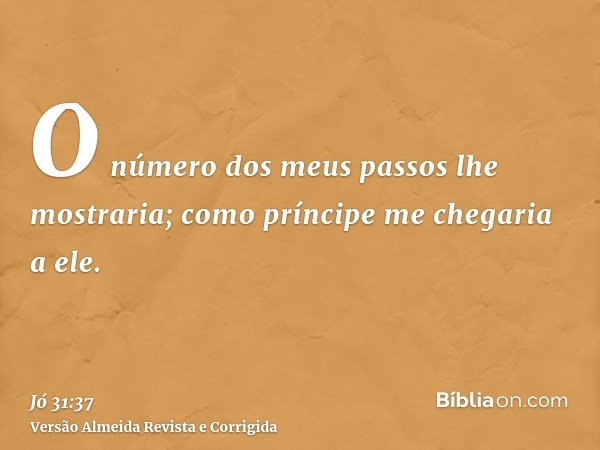 O número dos meus passos lhe mostraria; como príncipe me chegaria a ele.