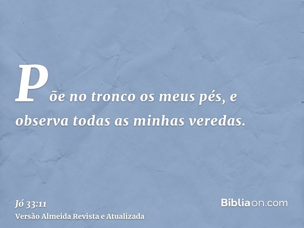 Põe no tronco os meus pés, e observa todas as minhas veredas.