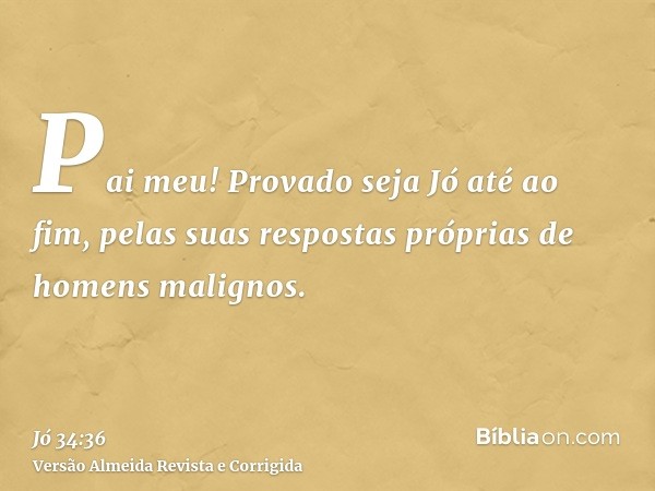 Pai meu! Provado seja Jó até ao fim, pelas suas respostas próprias de homens malignos.