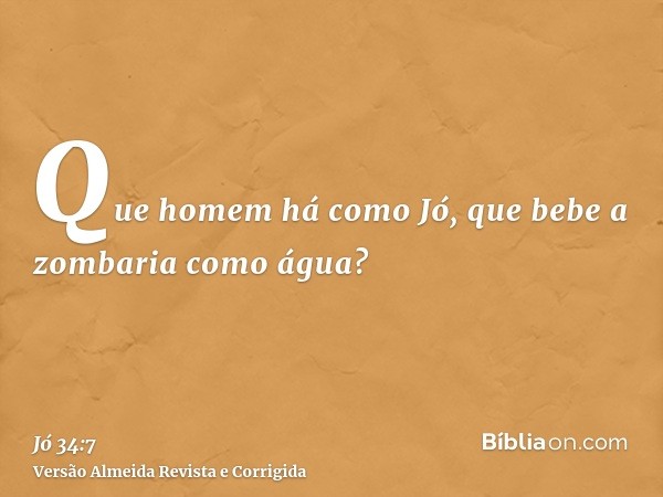 Que homem há como Jó, que bebe a zombaria como água?