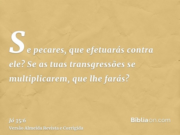 Se pecares, que efetuarás contra ele? Se as tuas transgressões se multiplicarem, que lhe farás?